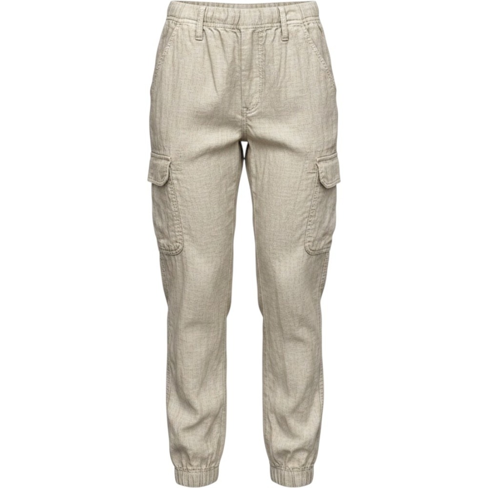 Nicole Miller 100% Linen Cargo Joggers Womens Small Tan Beige Boho Minimalist